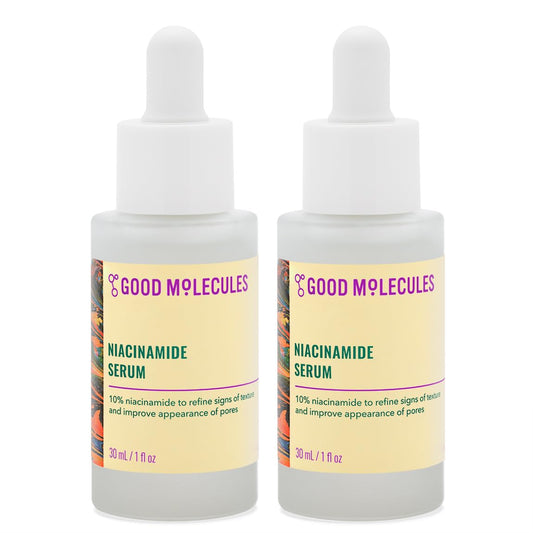 Good Molecules Niacinamide Serum bottle with pour for daily pore refinement.