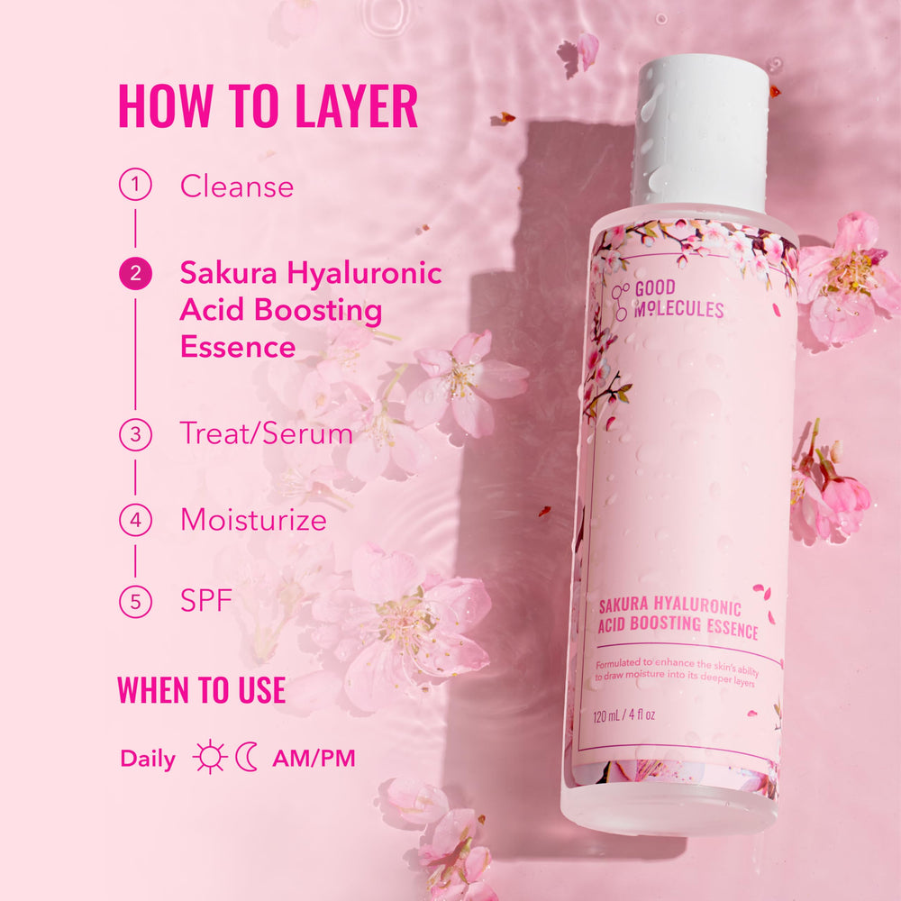 Good Molecules Sakura Hyaluronic Acid Boosting Essence texture swirl shows quick absorption