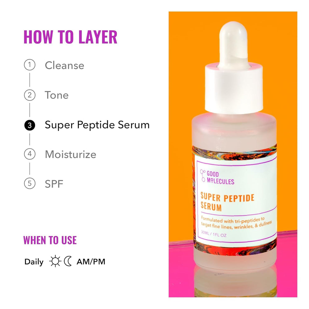 Good Molecules Super Peptide Serum Pack 2 hydration glow for a refreshed complexion.