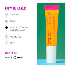 Good Molecules Vitamin C Serum with Oryzanol ingredients list featuring antioxidants and C forms.