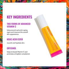 Good Molecules Vitamin C Serum with Oryzanol texture swirl highlighting silky, fragrance-free finish.