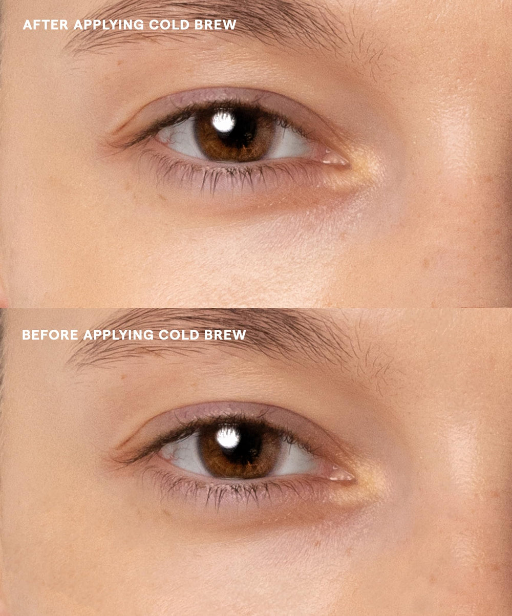 GOOD WEIRD Niacinamide-under-eye serum close-up emphasizing even-toned, refreshed look.