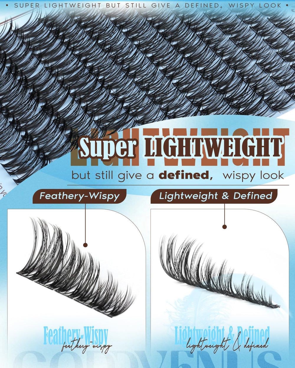 Goddvenus Wispy Clusters offer a 10-18mm range for natural to light-volume styling.