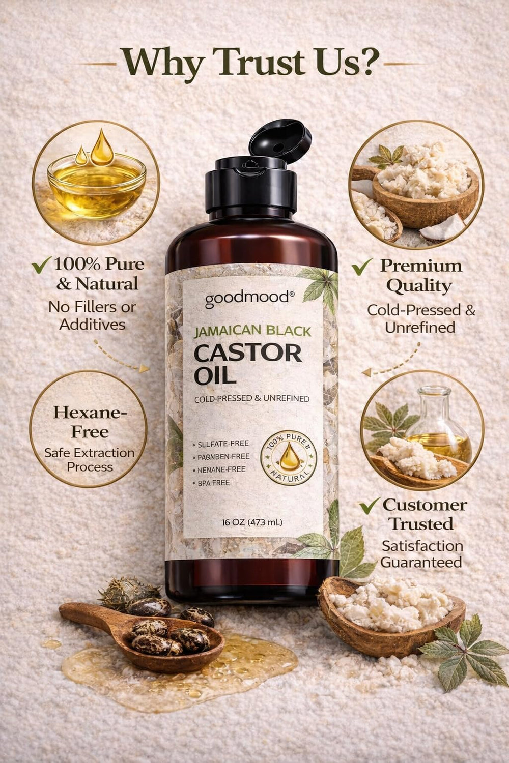 GOODMOOD Jamaican Black Castor Oil ready for a soothing massage