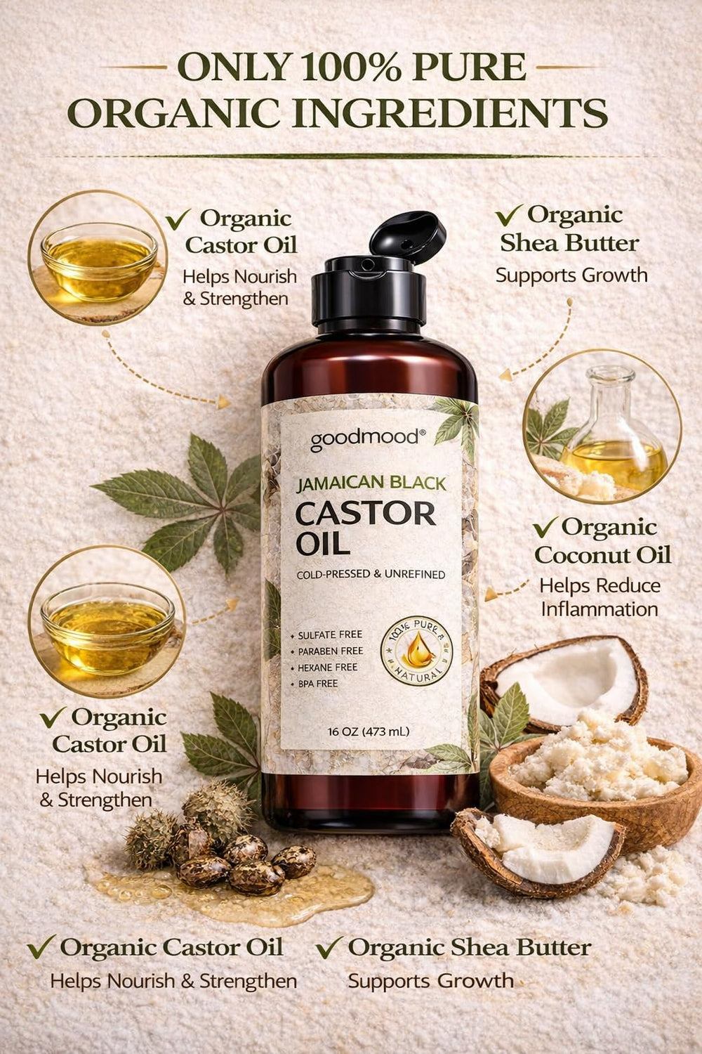 GOODMOOD Jamaican Black Castor Oil as a rich skin and body moisturizer