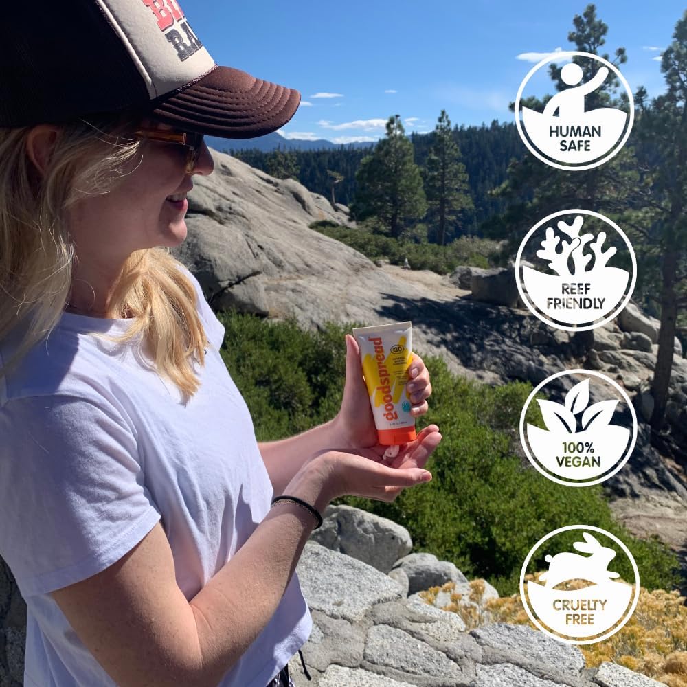 Goodspread reef-safe packaging communicates eco-conscious choice for mindful beach days.