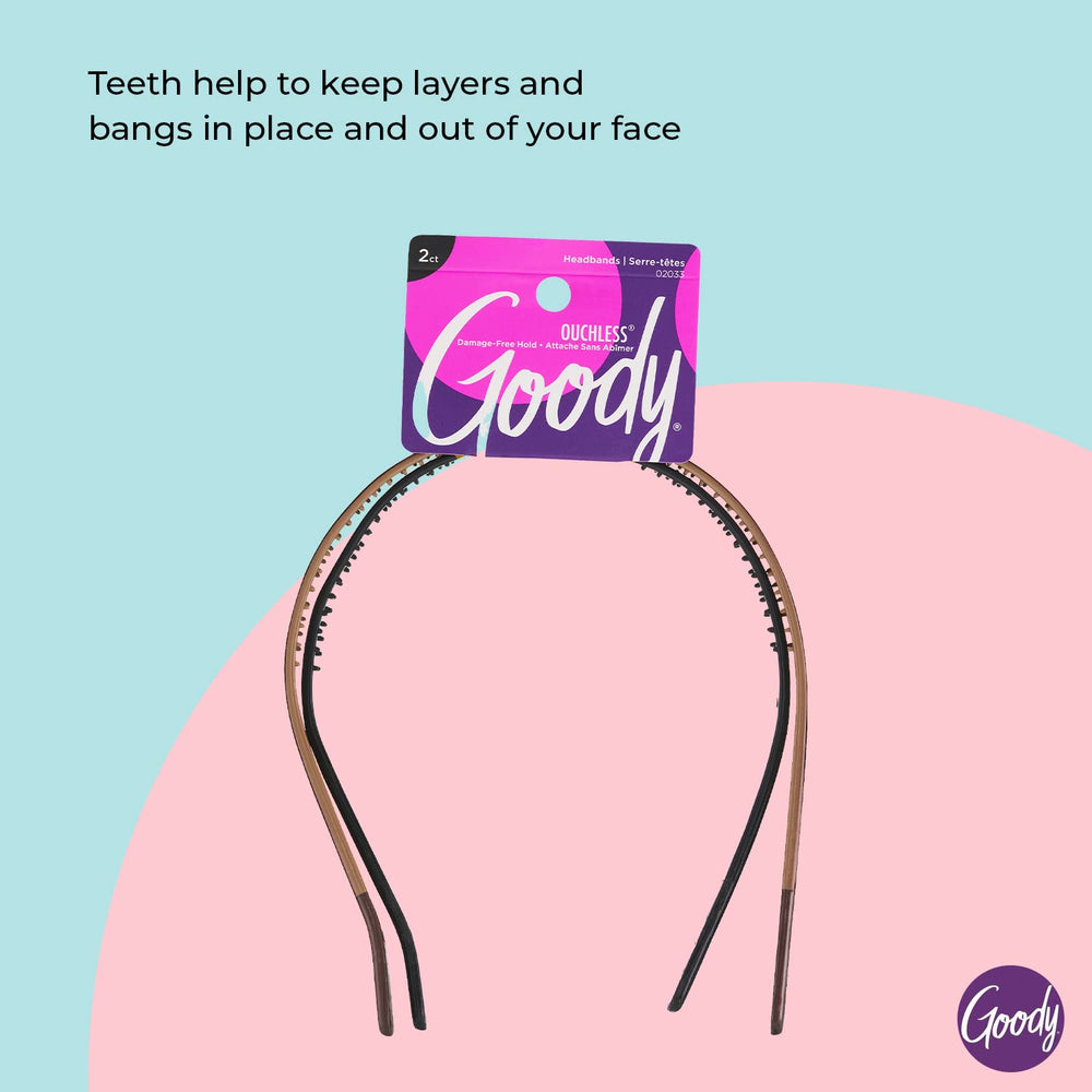 Goody Ouchless Flex Thin headband in purple adds vibrant, gentle support for any style.