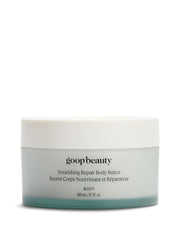 Goop Beauty Body Butter bottle pour showing luxurious hydration.
