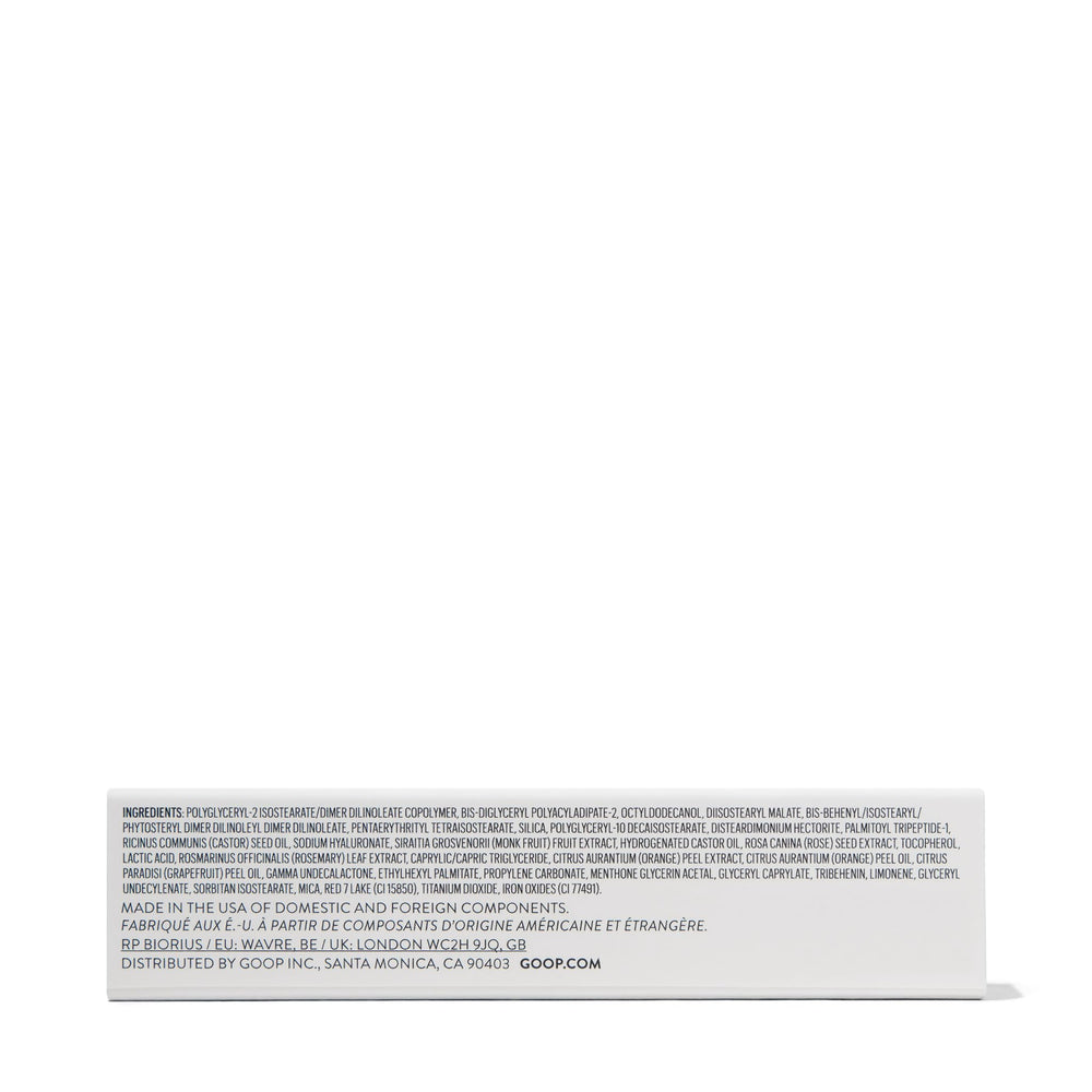 goop Beauty Hydra-Barrier Gloss glaze on lips offers natural-looking shine
