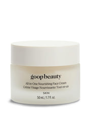 goop Beauty Nourishing Face Cream tube closeup, premium packaging and hydration promise.