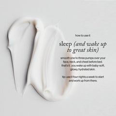 Goop Beauty Sleep Milk Serum on face demonstrates even coverage for neck and chest.