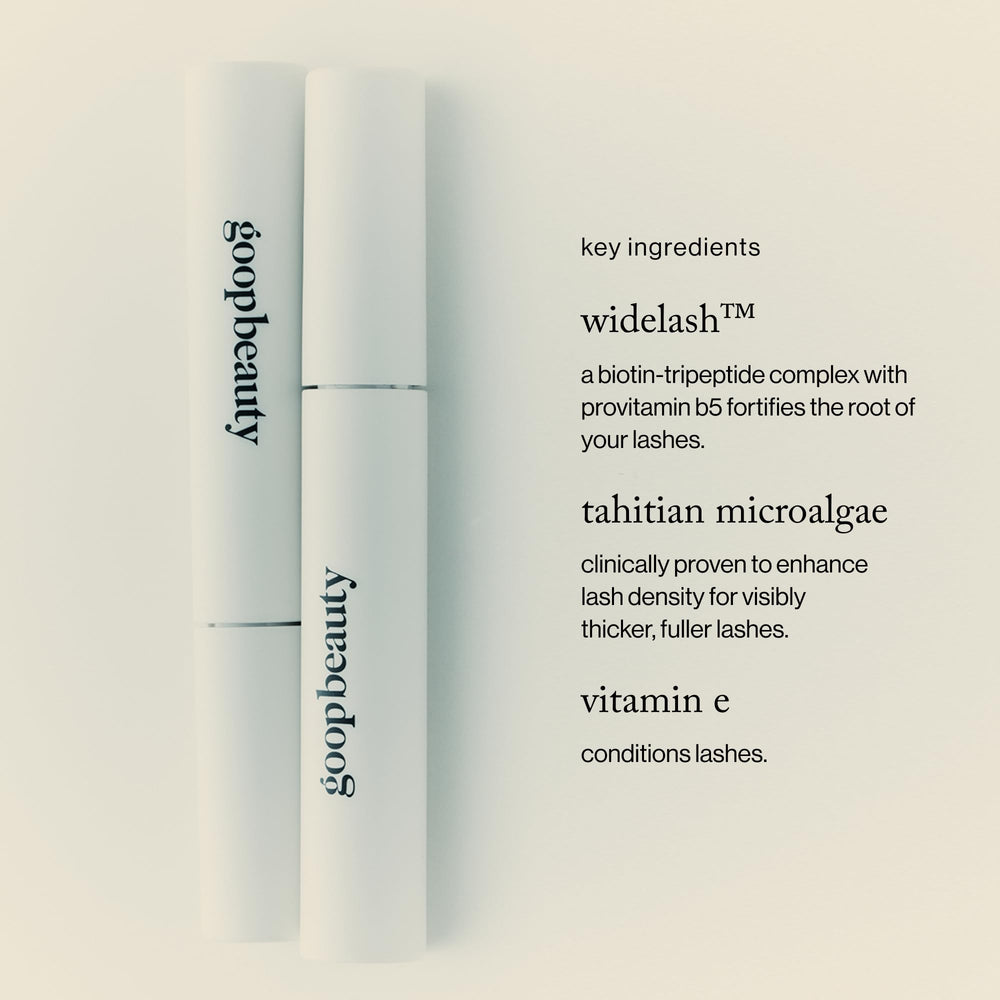 goop Featherlash lash density boost through Tahitian microalgae shown in close-up.