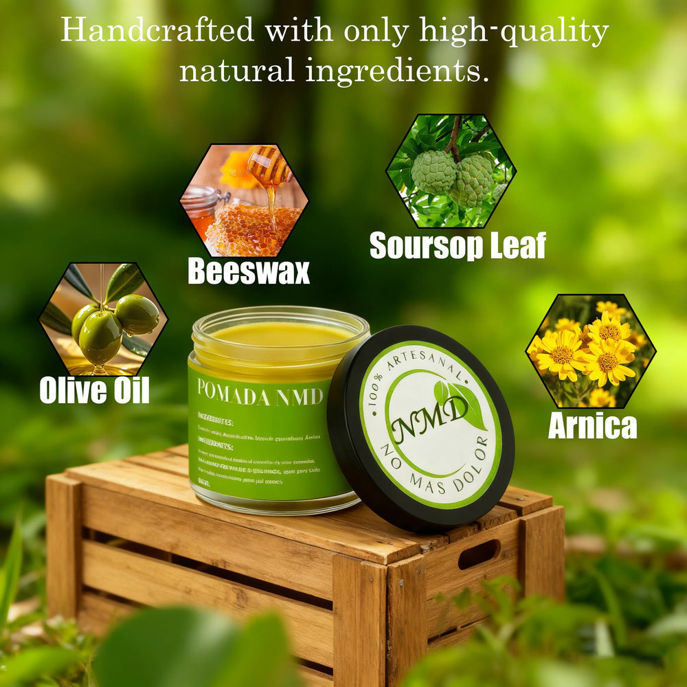 GOOVIP NMD natural ingredients illustration highlighting arnica and beeswax for skin care