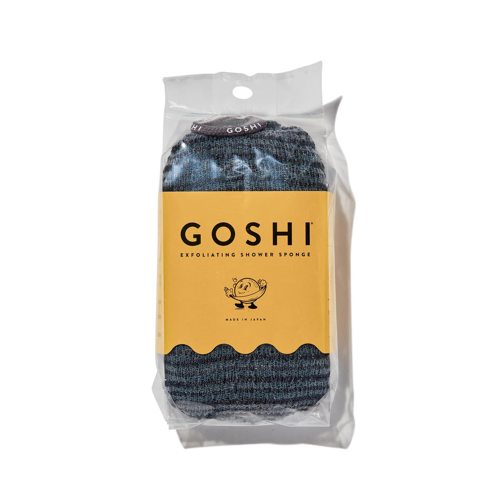 GOSHI exfoliating sponge texture close-up for gentle exfoliation.