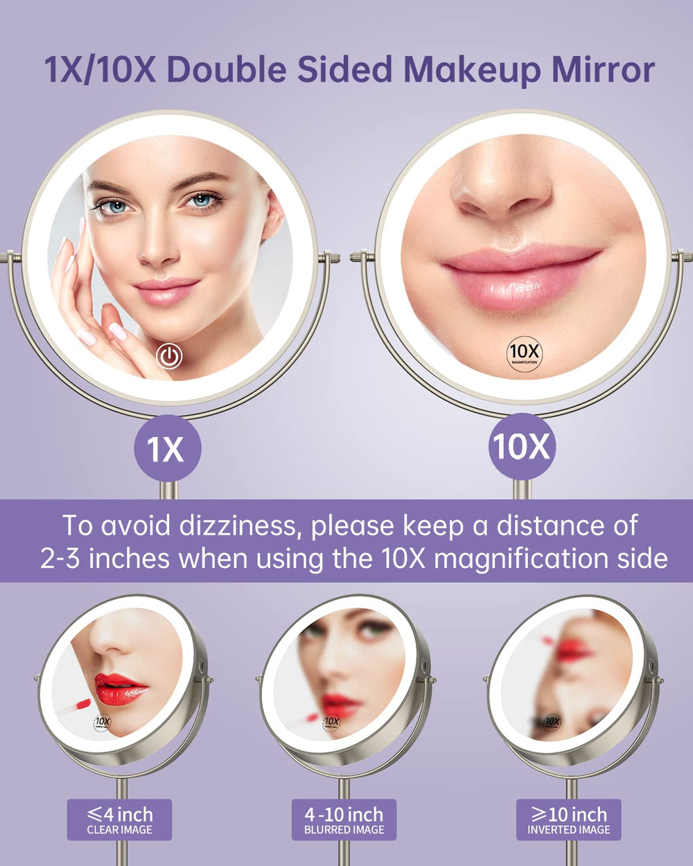 Gospire double-sided mirror with 1x and 10x magnification for detailed grooming.