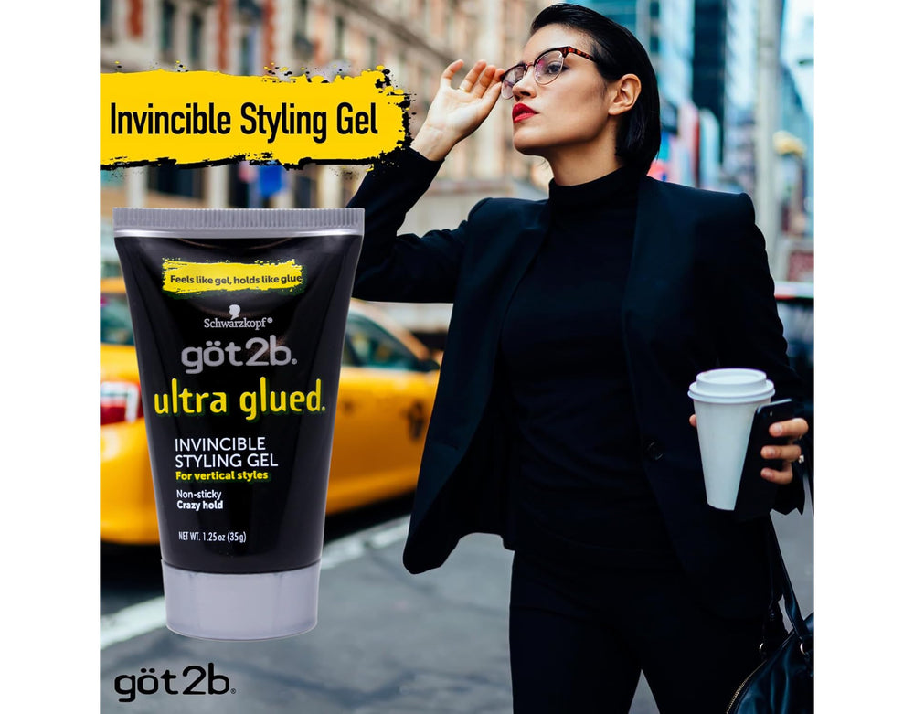 Got2B Ultra Glued Invincible Styling Gel 3-pack rear label with usage tips