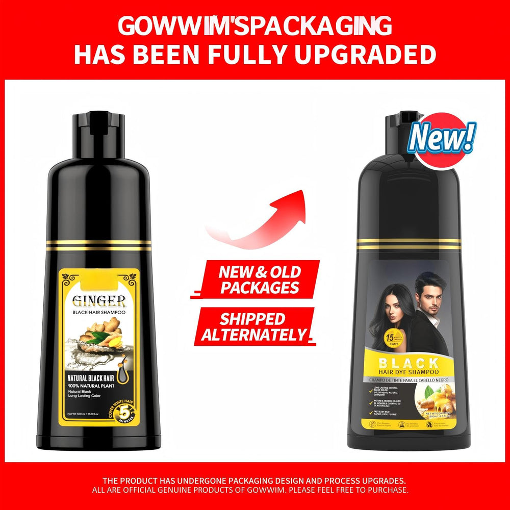 Gowwim Ginger Black Shampoo Dye application on hair.