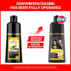 Gowwim Ginger Black Shampoo Dye application on hair.
