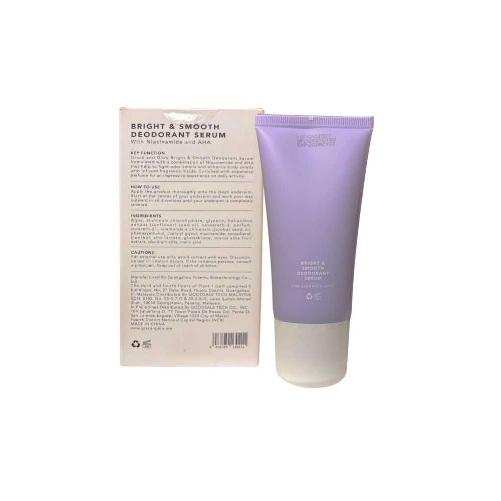 Grace and Glow bright-smooth serum on underarm skin promotes even texture.