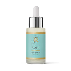 Grace & Balance VANISH serum bottle showing clear gel for blemish-prone skin.