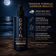 Grain Sea Salt Spray for Men mist application enables quick, even styling.