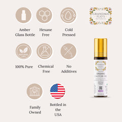 Grandma Flo's Naturals roll-on bottle offers mess-free application and gentle massage