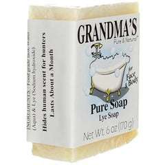 Grandma's Pure & Natural lye soap pack-3 on bathroom shelf, daily routine ready.
