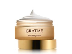 Gratiae silky body butter with passion fruit and lime for smooth, hydrated skin.