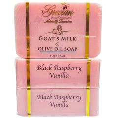 The Grecian Soap Company goat milk bar with black raspberry vanilla aroma for daily cleansing.