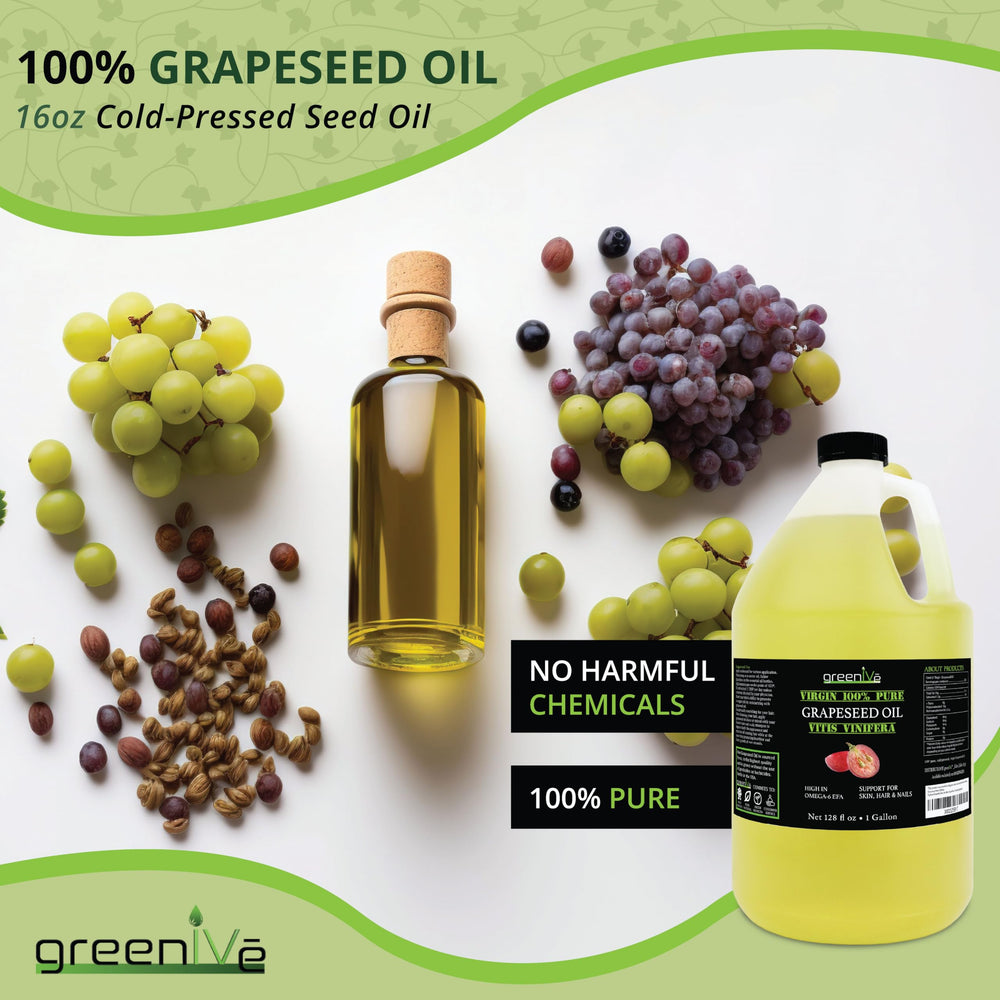 GreenIVe Grapeseed Oil in kitchen scene hints at light flavor and high-heat potential