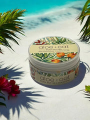 Greenwich Bay Aloe Oat Body Butter texture swatch highlights creamy, fast-absorbing hydration