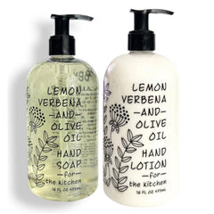 Greenwich Bay Lemon Verbena hand soap in kitchen collection cleanses while nourishing skin with a fresh aroma.