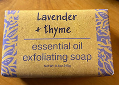 Oatmeal texture adds gentle exfoliation in this Lavender Thyme bar.