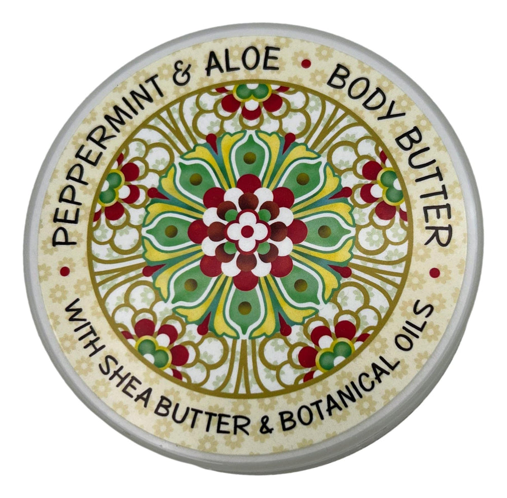 Greenwich Bay Peppermint & Aloe Body Butter packaging highlights Garden Collection for nourished skin