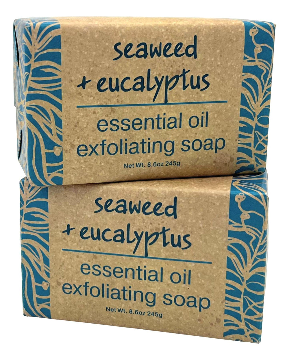 Greenwich Bay Seaweed Eucalyptus exfoliating bath bar cleanses gently with seaweed.