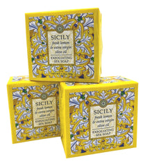 Greenwich Bay Sicily exfoliating spa soap square bar with lemon zest for a refreshing cleanse
