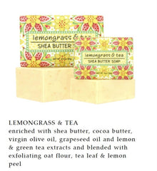 Greenwich Bay Trading Co Lemongrass & Tea soap with oat flour for gentle exfoliation.