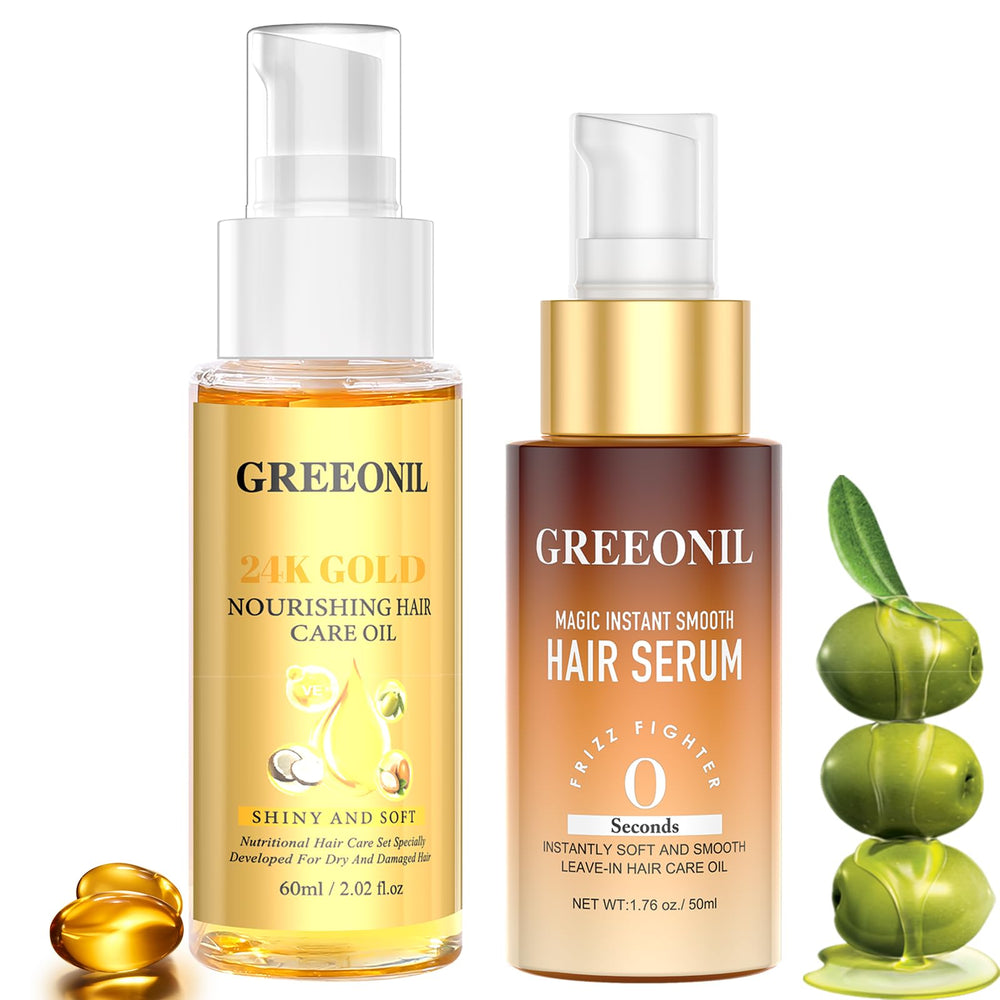 GREEONIL Hair Oil bottle with pump for easy, mess-free application and smooth results.