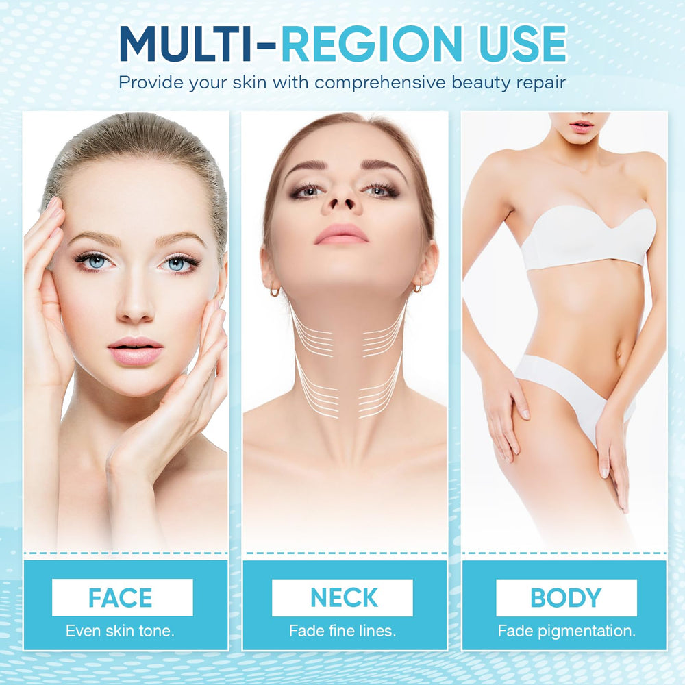 Greoay serum shown for diverse skin tones and unisex use.