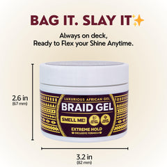 Grip&Loc Braid Gel edge-polish for smooth, polished edges.