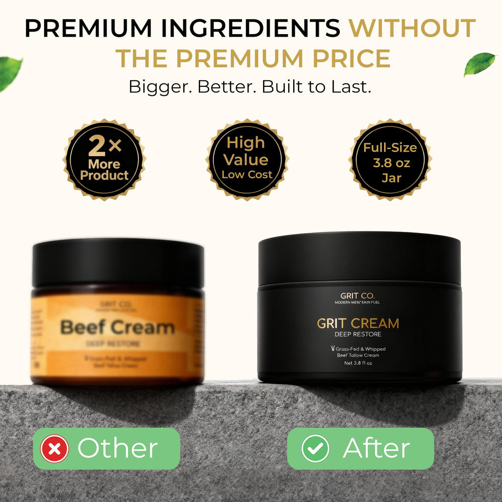 GRIT CREAM packaging; fragrance-free care in a 3.4 oz jar.