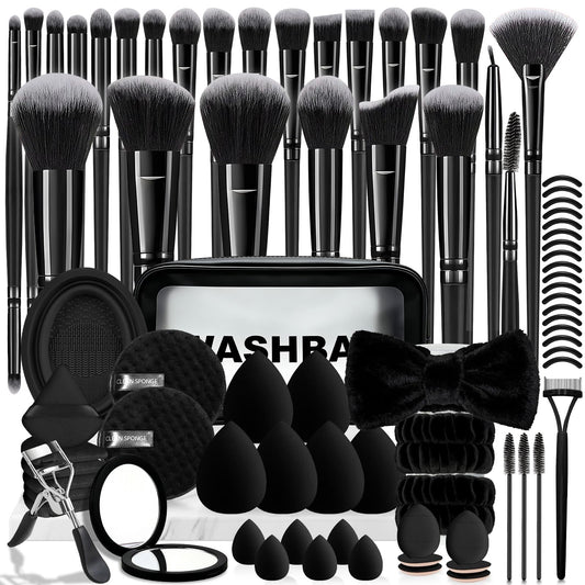 Grnheat 73-piece makeup brush kit in a case for travel and storage.