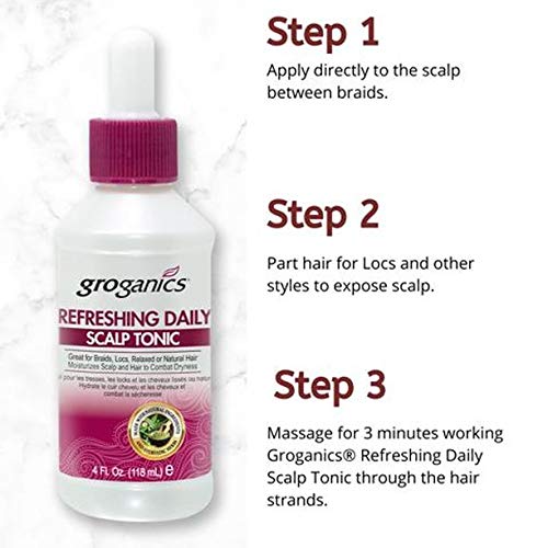 Groganics Refreshing Daily Scalp Tonic application promotes quick, mess-free use