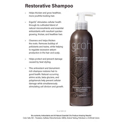 GROH Restorative Shampoo foam-lather close-up for gentle cleansing.