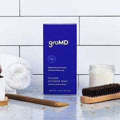 GroMD hair growth potential image conveys fuller-looking strands over time.
