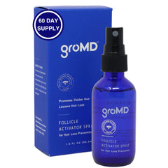 GroMD Hair Loss Serum spray bottle for easy daily follicle care.