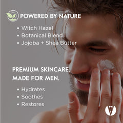 Groom Skincare ingredients panel featuring aloe, green tea, and MSM