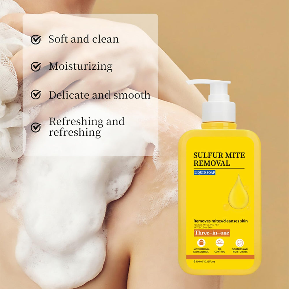 Grospe Sulfur Body Wash bottle emphasizes color and lasting fragrance retention.