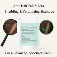 Grospe Volumizing Shampoo close-up shows nourished, shiny strands.
