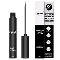 Grow Labs Lash Serum bottle on a vanity for stronger, fuller-looking lashes